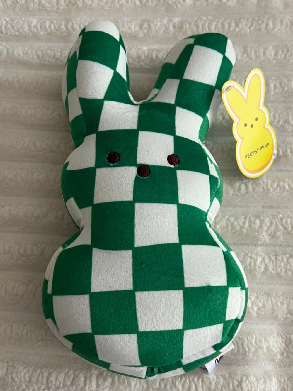 2026 PEEPS BUNNY GREEN & WHITE CHECKERED 10" PLUSH-DANDEE-NWT!